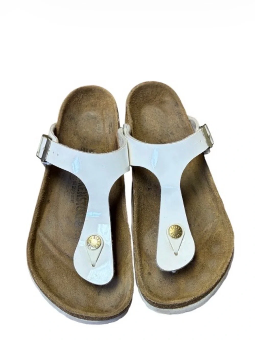 Birkenstock Gizeh Thong Sandal White Patent Leather Women's Size 7 38 - Picture 2 of 11